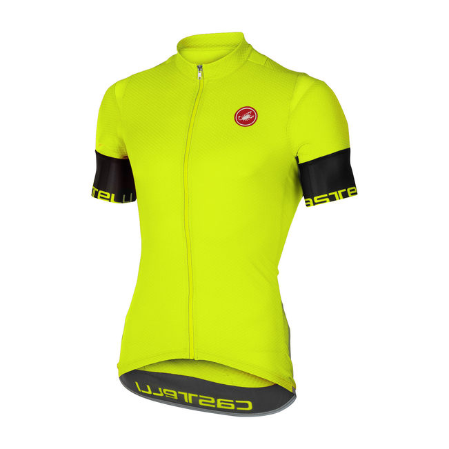 Castelli Entrada 2 Men's Cycling Jersey FZ Yellow Fluo Large