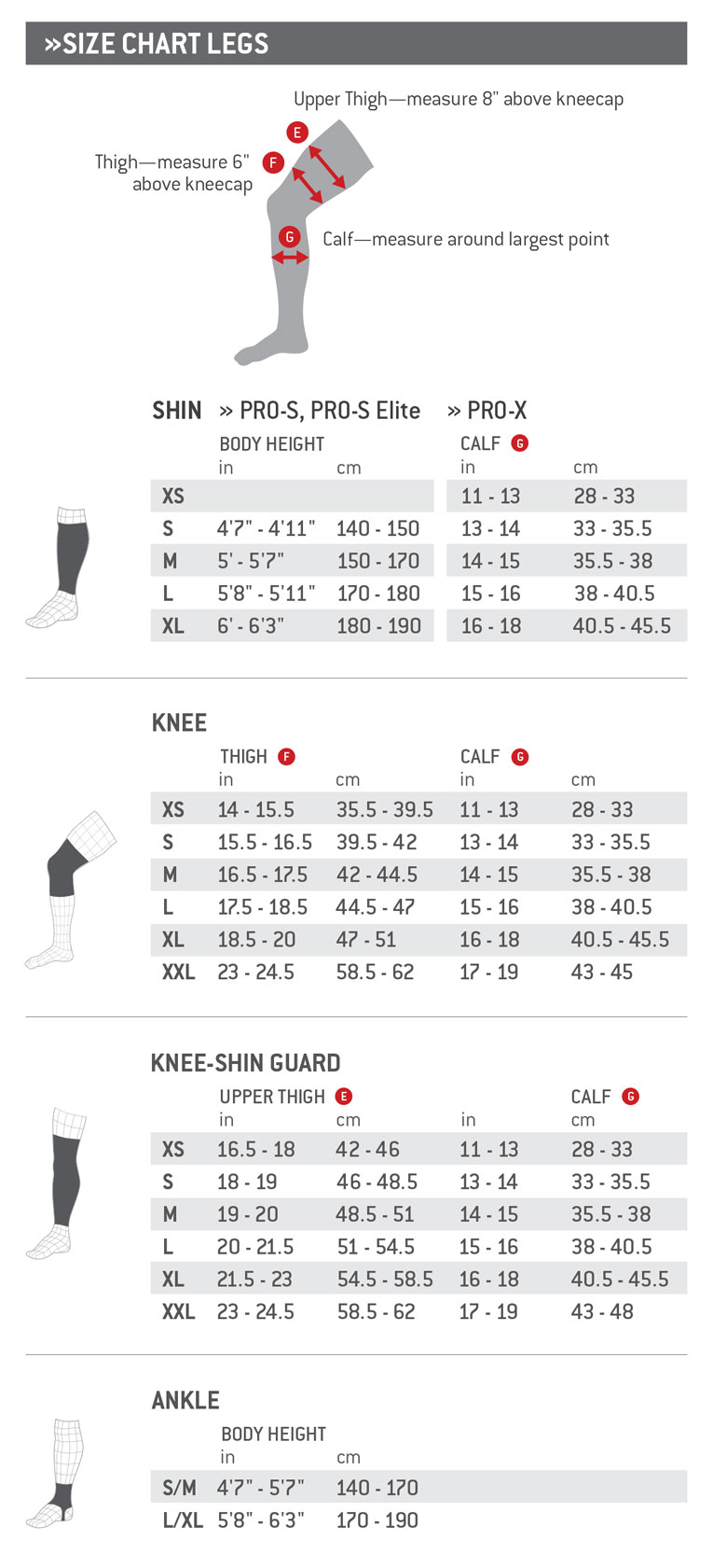 Kali Knee Pads Size Chart