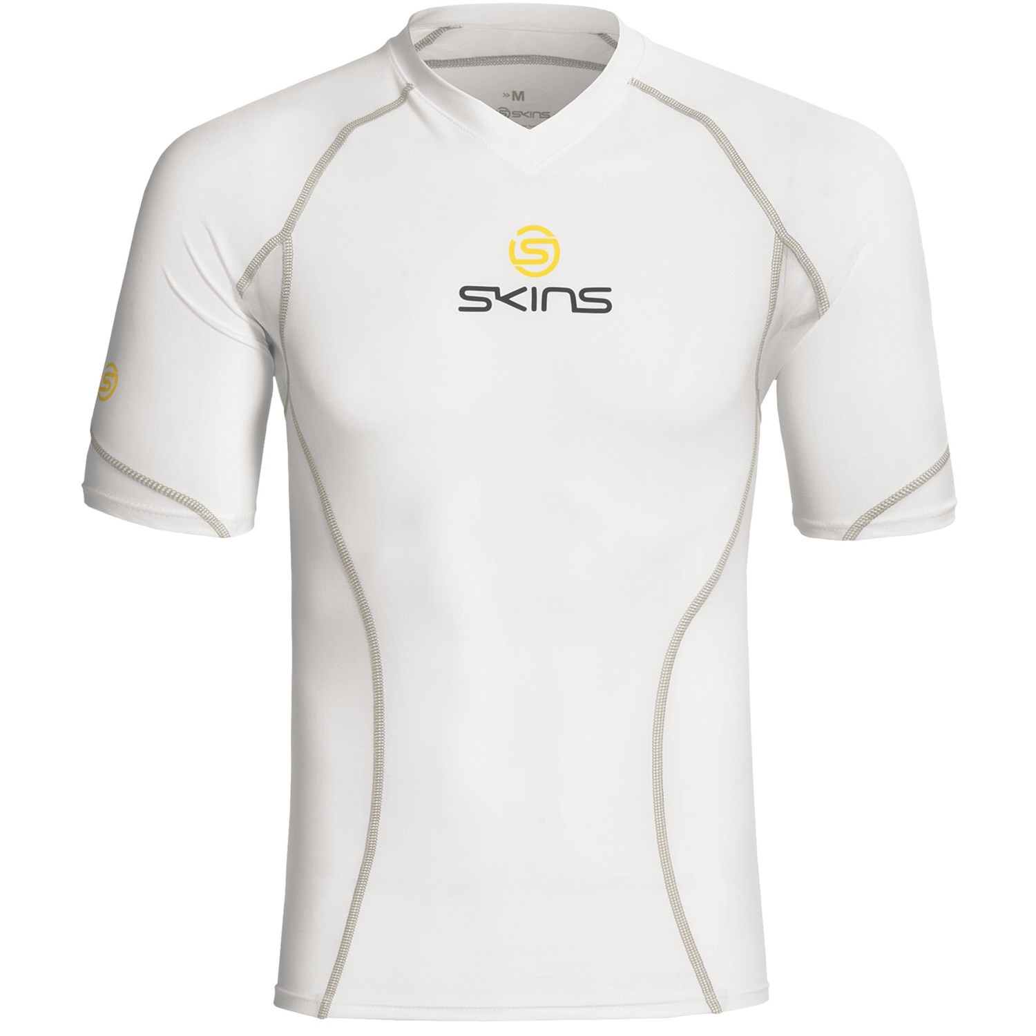 Skins Sport Men's Compression Top Short-sleeve White w/ Gray Stitching XXL