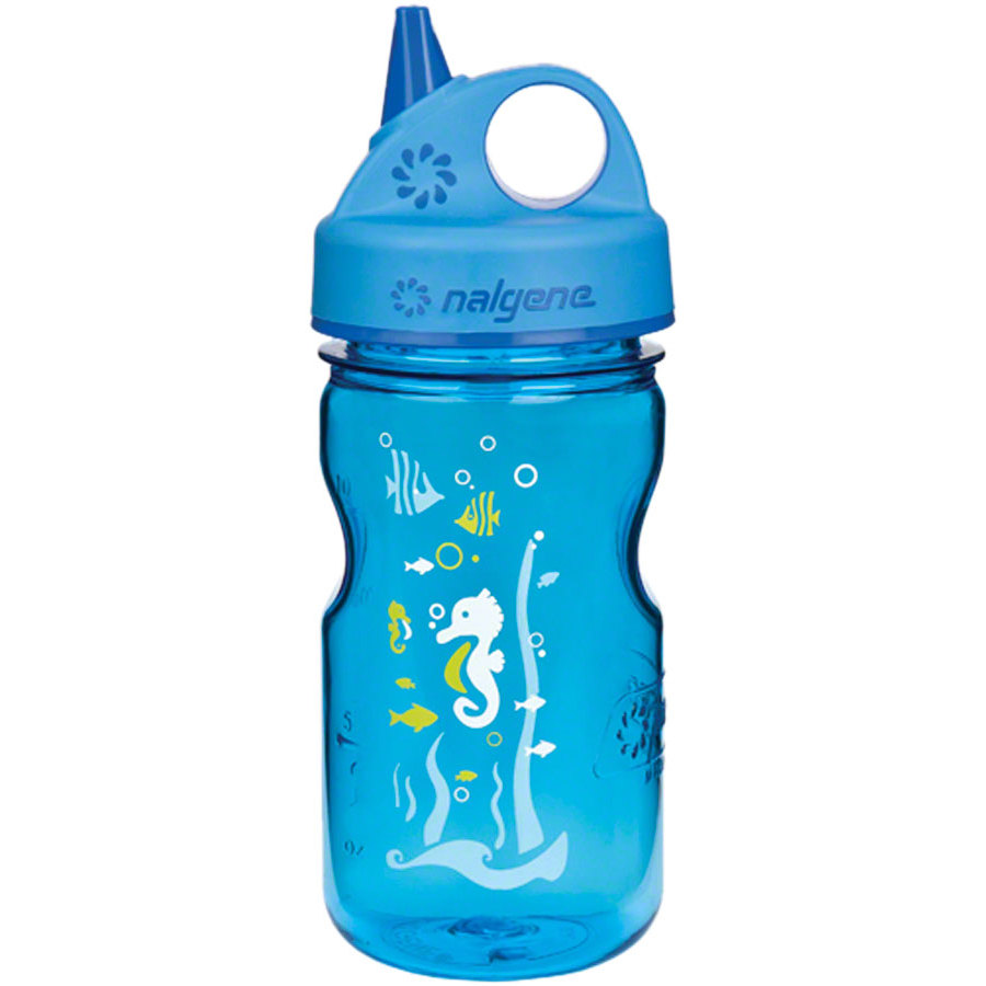 Nalgene Tritan Kid's Grip-n-Gulp Water Bottle 12oz Blue Seahorse